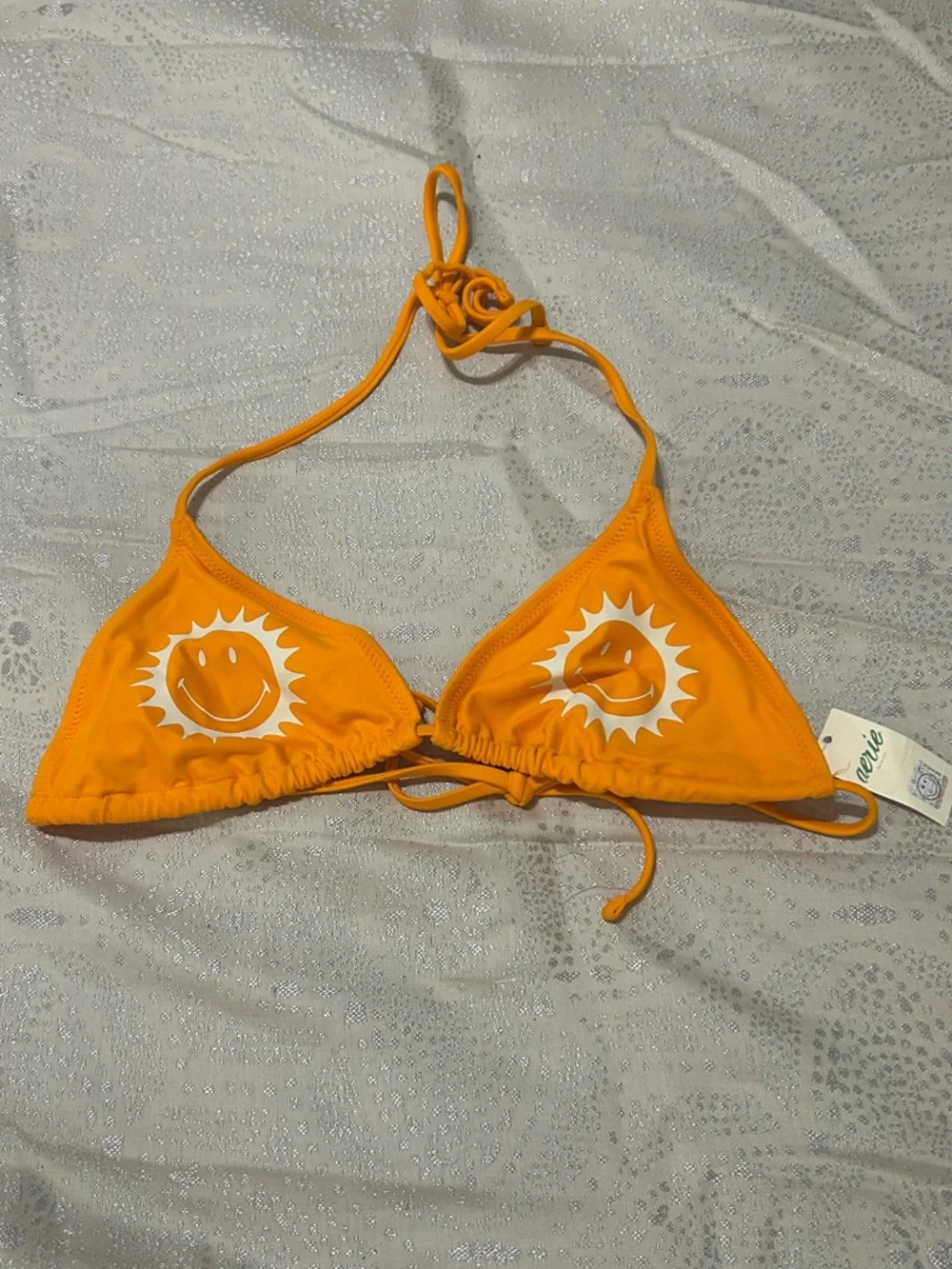 aerie Orange Smiley Sun Triangle Bikini Top